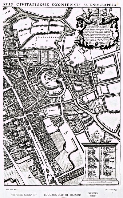 Mapa de Loggan de Oxford, hoja occidental, de 